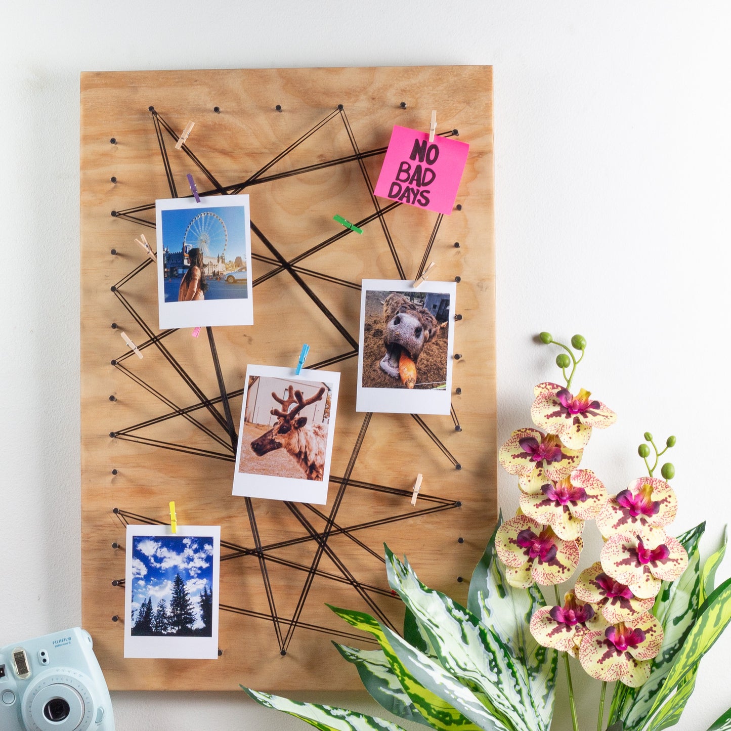 Tablero Portaretrato Vintage En Madera Con Ganchos - Banzay