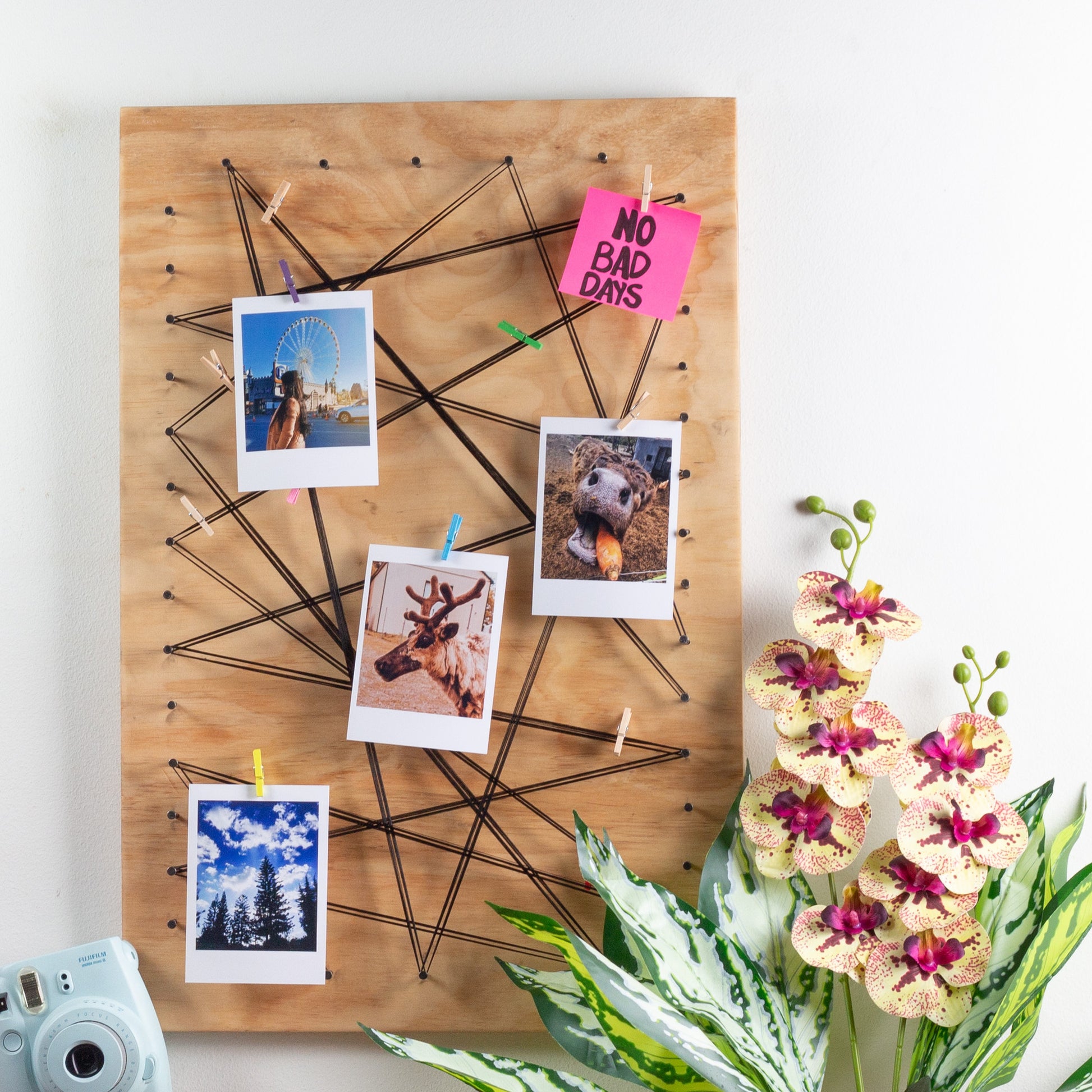 Tablero Portaretrato Vintage En Madera Con Ganchos - Banzay