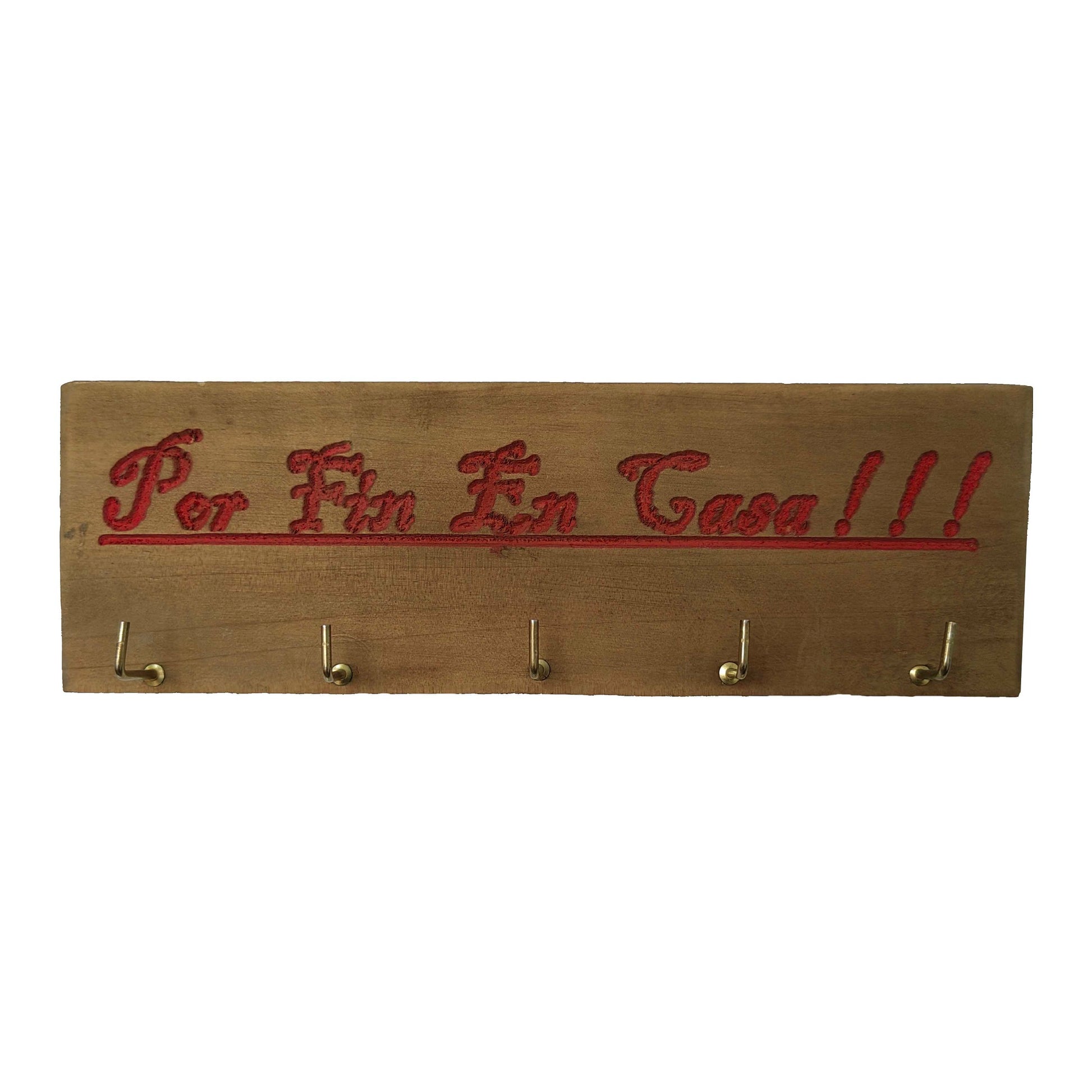 Portallaves Pared Madera Casa Rojo Vintage - Banzay
