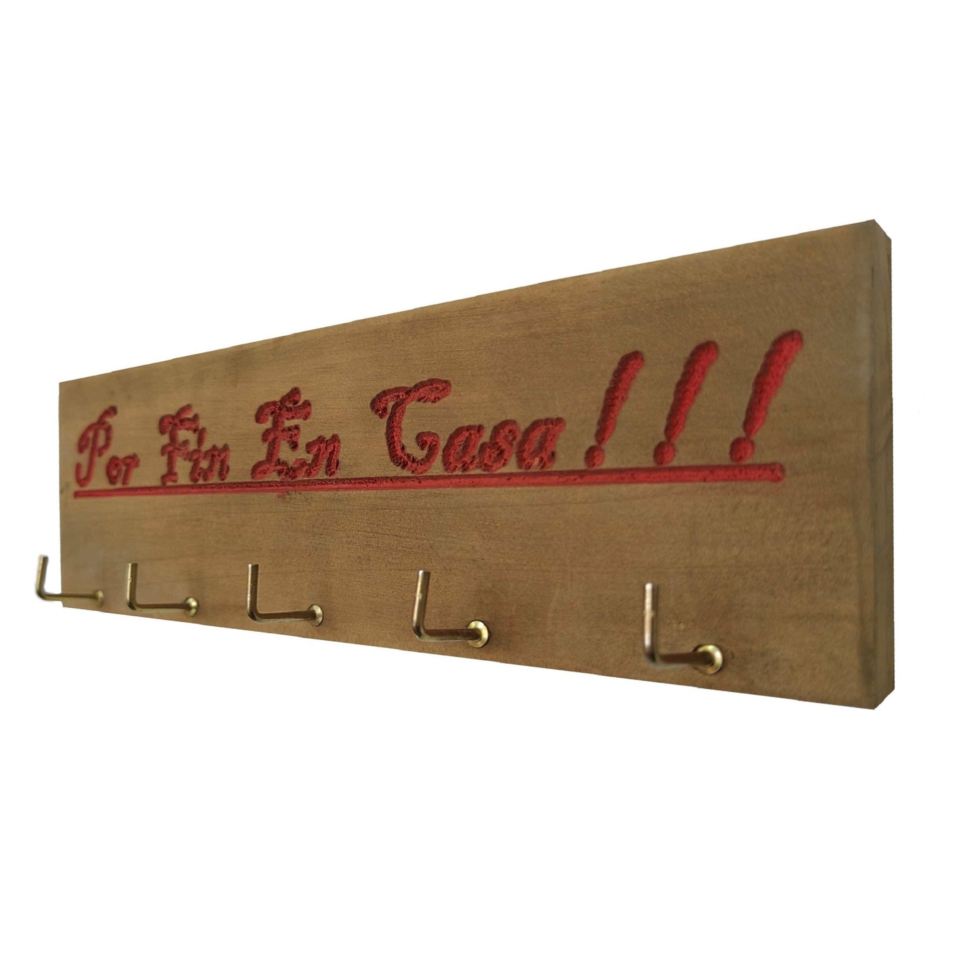 Portallaves Pared Madera Casa Rojo Vintage - Banzay