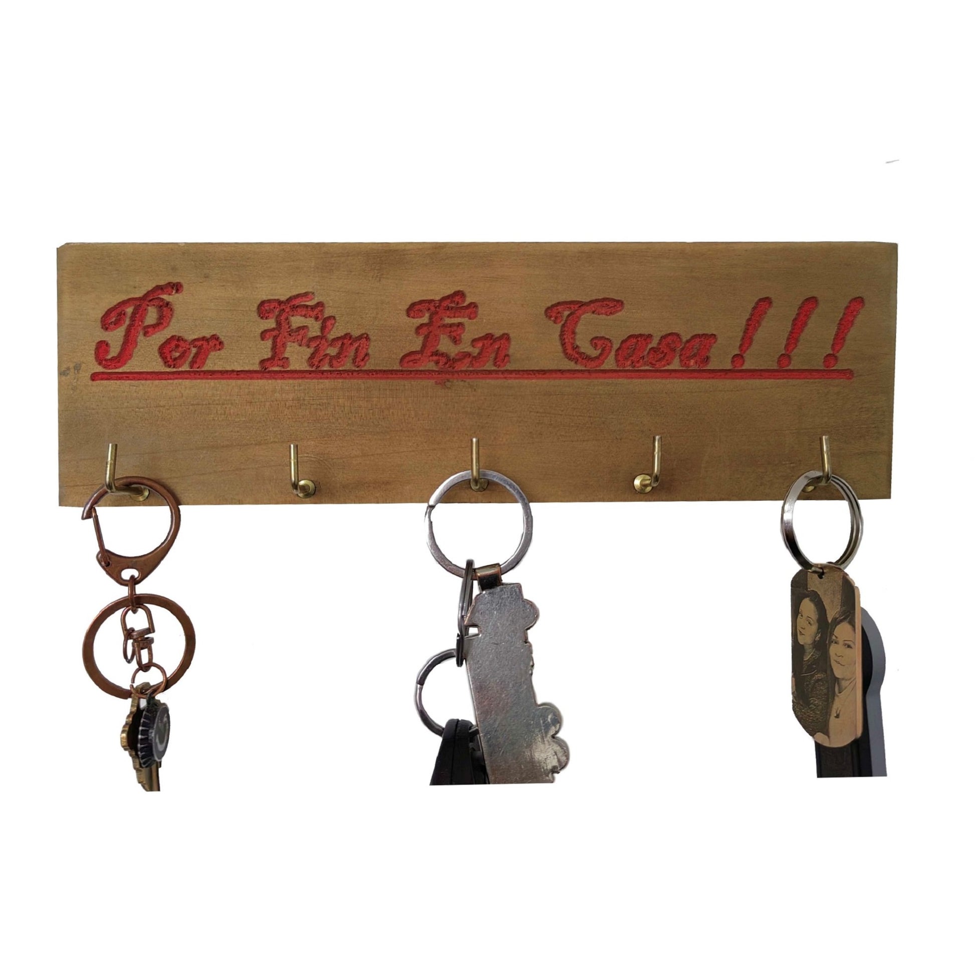 Portallaves Pared Madera Casa Rojo Vintage - Banzay