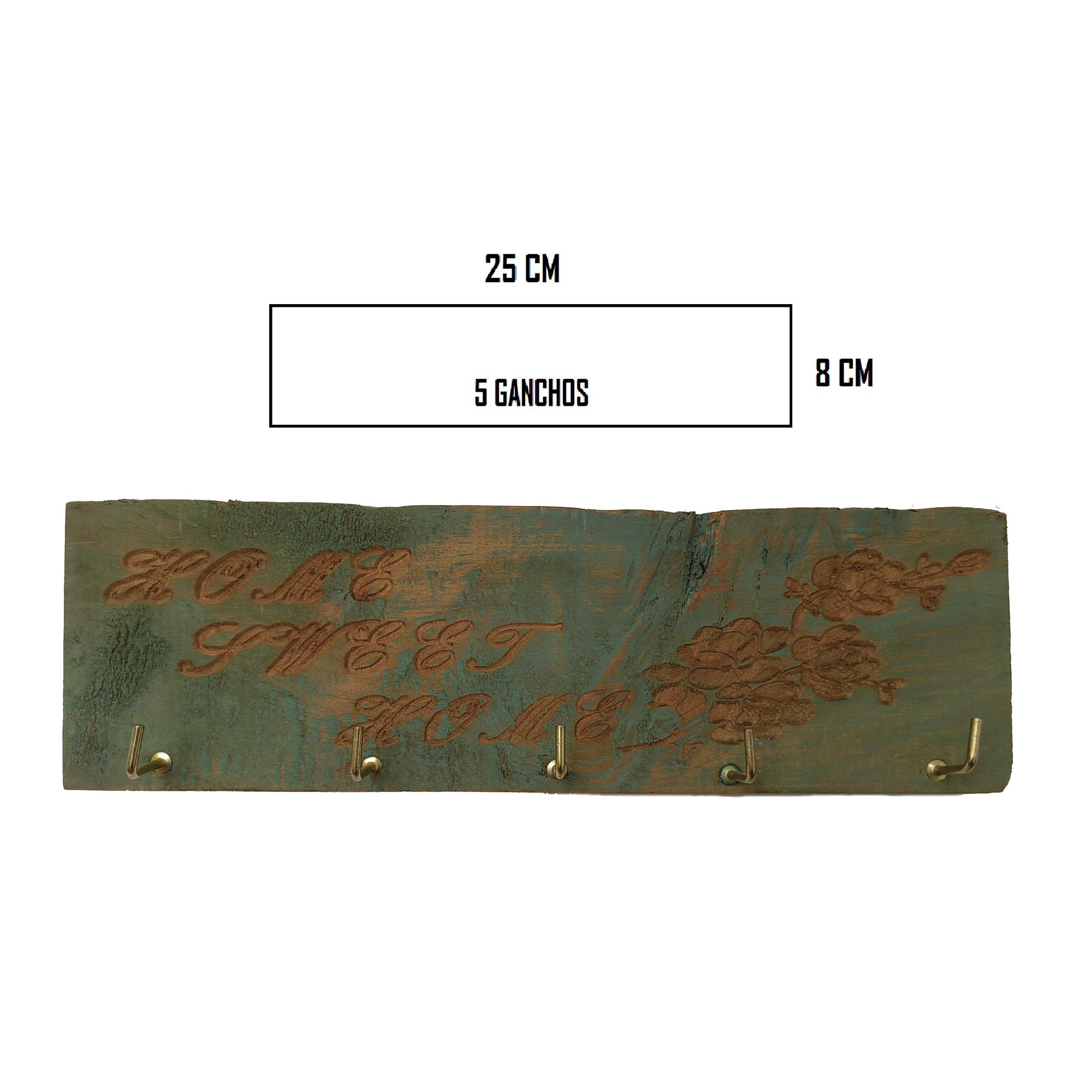 Portallaves Pared Madera Home Verde Vintage - Banzay