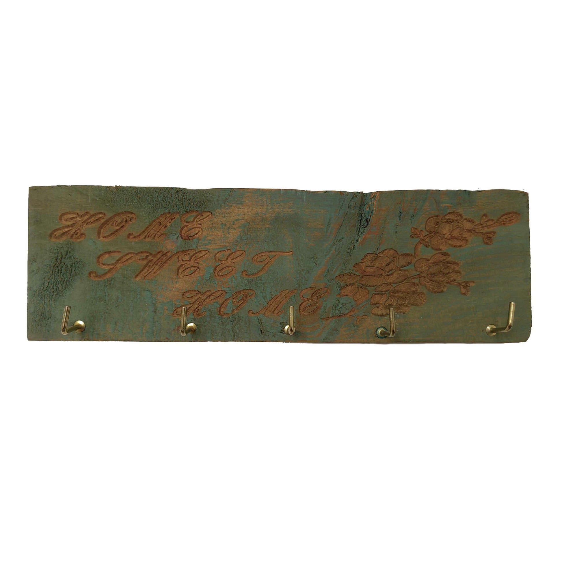 Portallaves Pared Madera Home Verde Vintage - Banzay