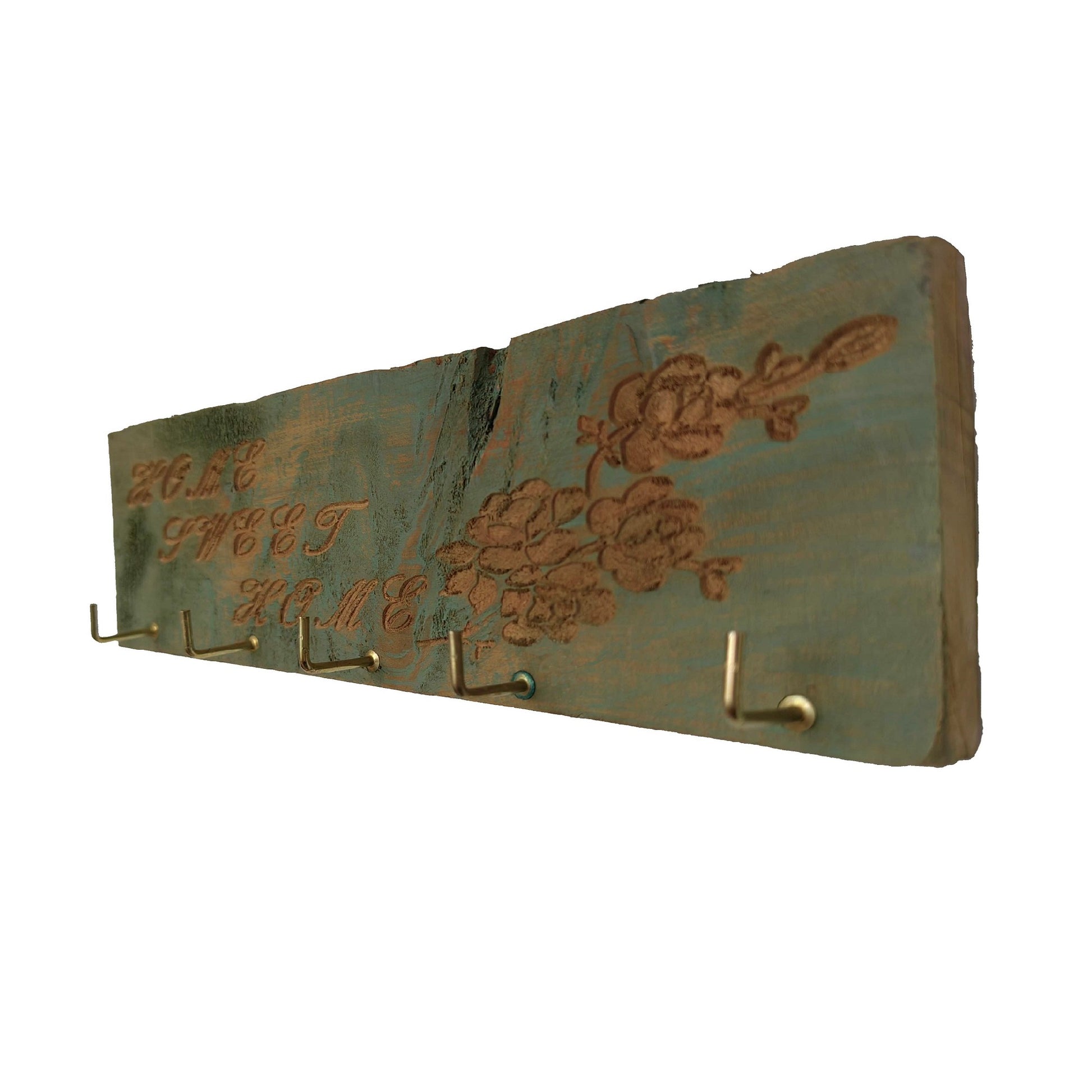 Portallaves Pared Madera Home Verde Vintage - Banzay